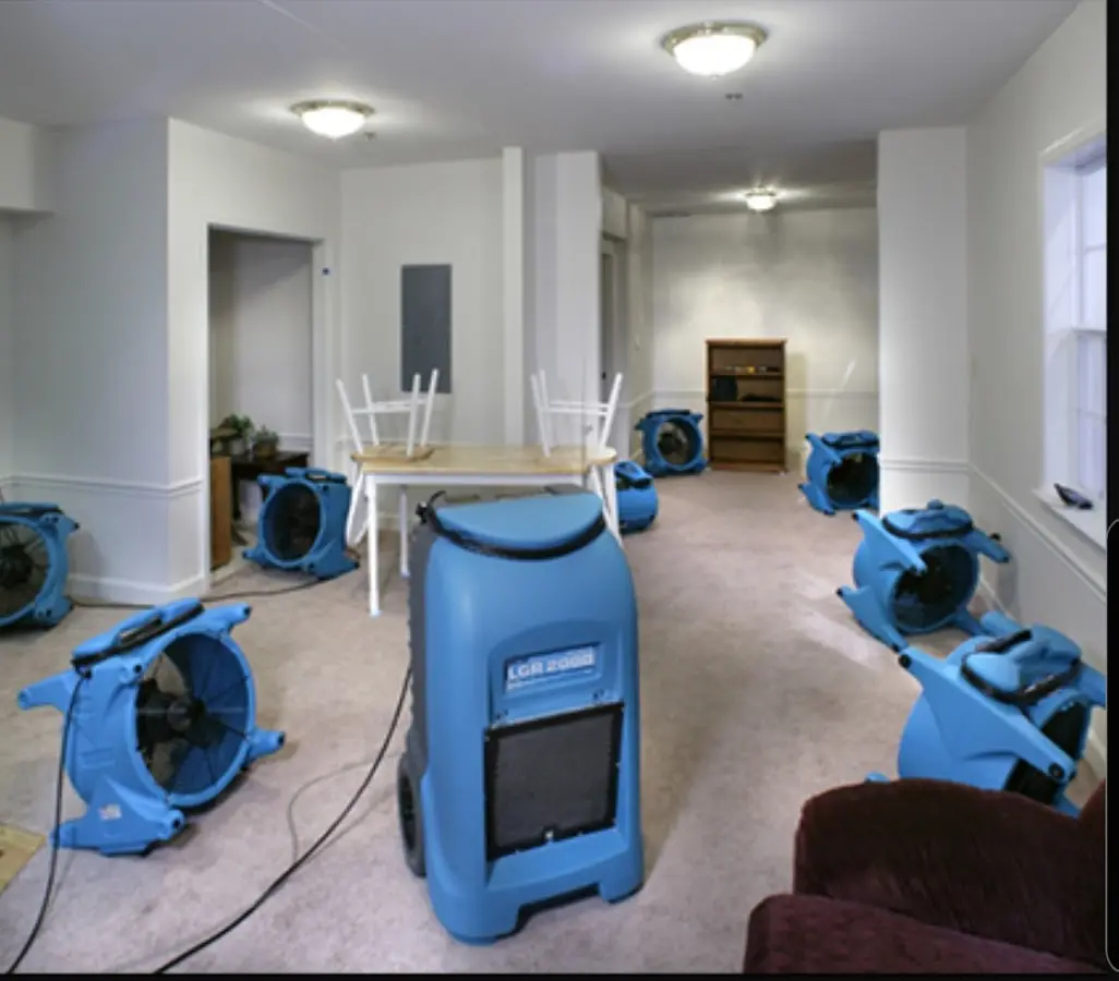 Air movers and dehumidifier setup for Water Extraction & Removal in Irondequoit