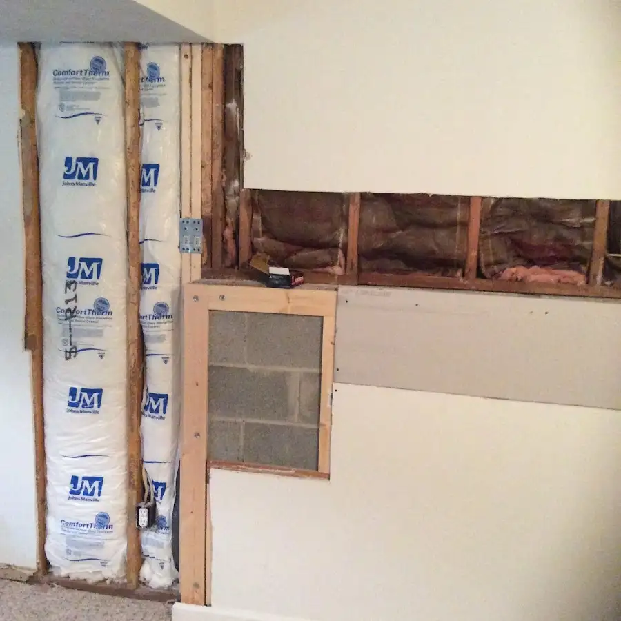 Wall insulation replacement during Basement Flood Cleanup in Irondequoit